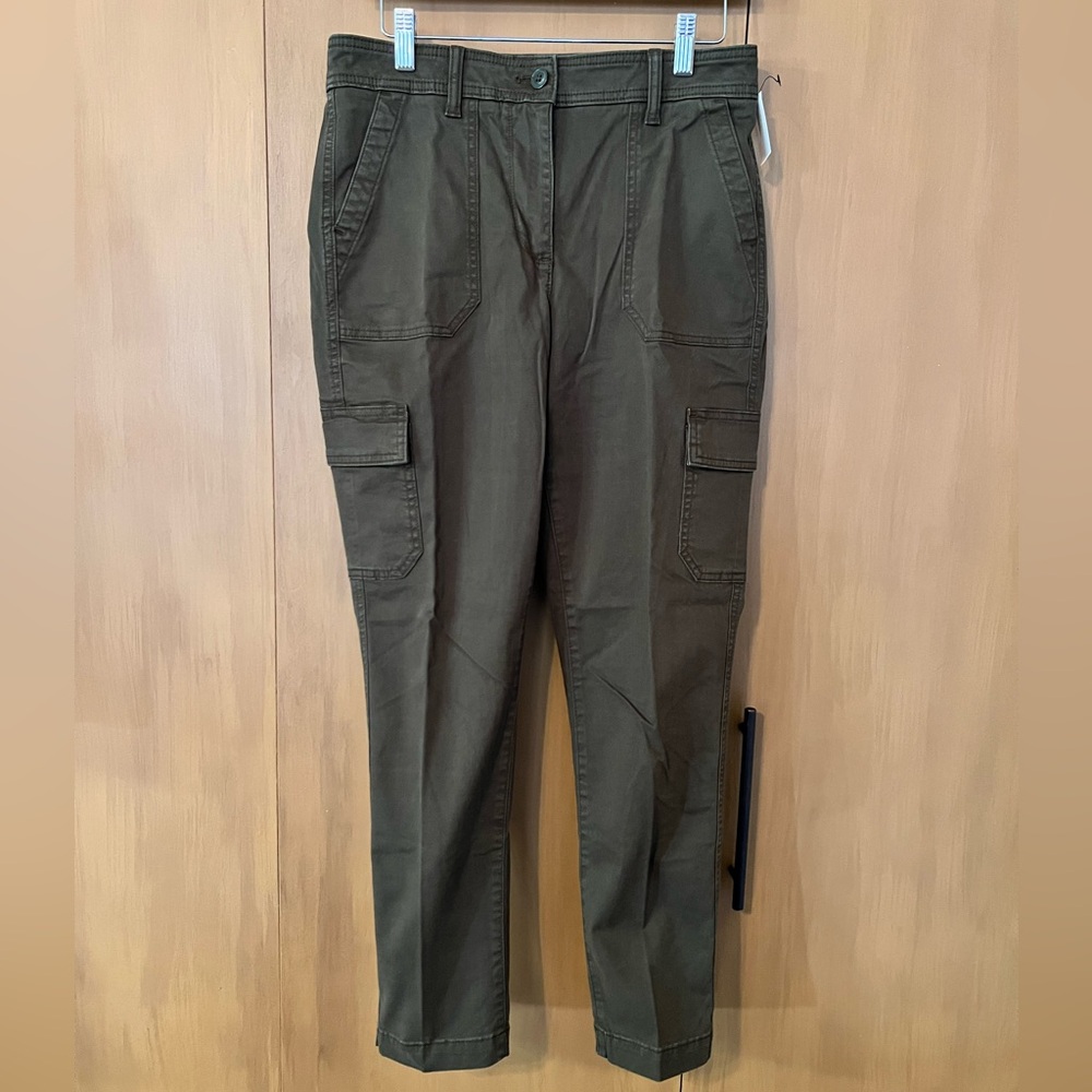 Talbots olive army green chino cargo pants, misses 4, NWT
